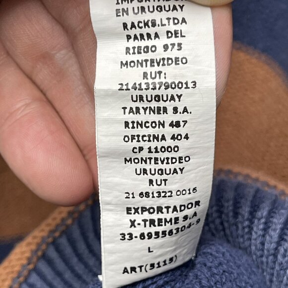 Rip Curl Y2K Mens Striped Rugby Style Sweater L Blue & Orange - Picture 4 of 7